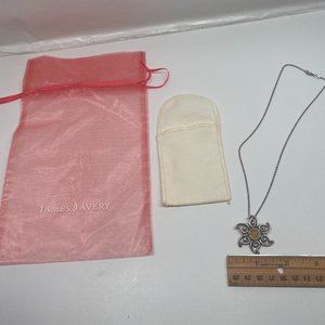 James Avery Chalcedony Sun Pendant Retired Sterling Silver with Necklace Chain